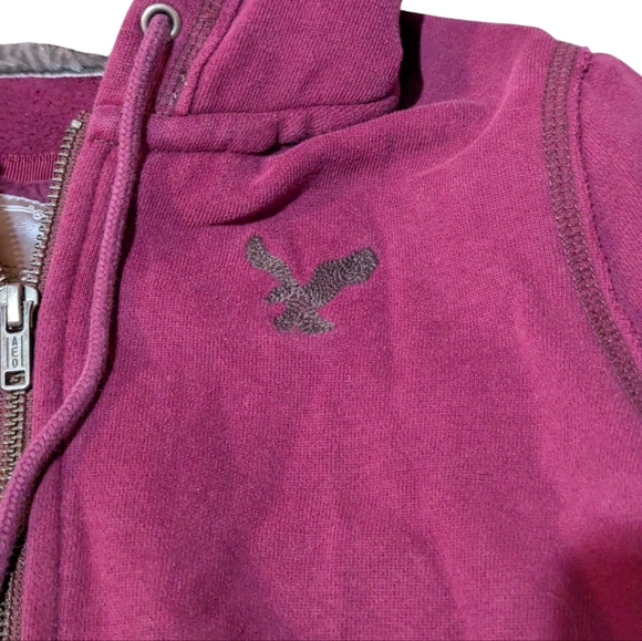 Y2K 90s Hollister Hoodie Faux Fur Zippered Hood Maroon Grunge Small - Picture 5 of 10